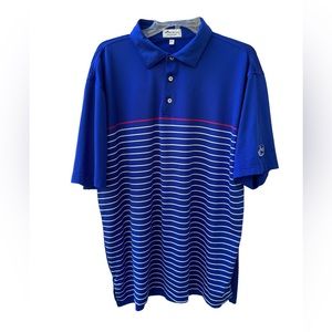 Peter Millar Summer Comfort Polo Shirt Men’s XL Blue White Stripe Carlton Woods